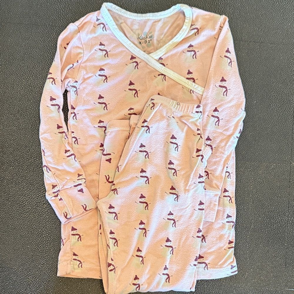 Kickee Pants Light Pink Snow man Pajama Set size 4T